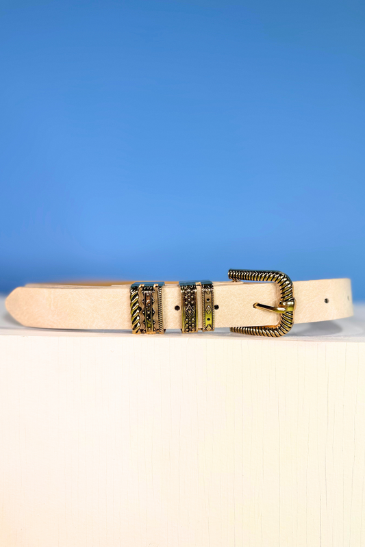 Ivory Metal Buckle Belt