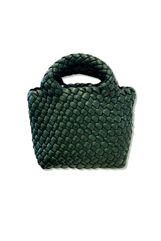 Green Metallic Braided Clutch Purse