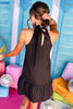 SSYS The Quinn Halter Bow Back Dress In Black, ssys the label, spring break top, spring break style, spring fashion affordable fashion, elevated style, bright style, halter neck dress, mom style, shop style your senses by mallory fitzsimmons, ssys by mallory fitzsimmons