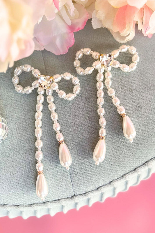 Pearl Bow Heart Diamond Detail Statement Earring, accessory, earrings, pearl earrings, bow earrings, must have earrings, shop style your senses by mallory fitzsimmons