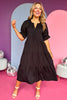 Black V Neck Tucked Short Sleeve Tiered Maxi Dress, must have dress, must have style, office style, spring fashion, elevated style, elevated dress, mom style, work dress, shop style your senses by mallory fitzsimmons