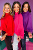 Hot Pink 3/4 Dolman Sleeve Turtleneck Pullover Top, must have top, must have style, winter style, winter fashion, elevated style, elevated top, mom style, winter top, shop style your senses by mallory fitzsimmons