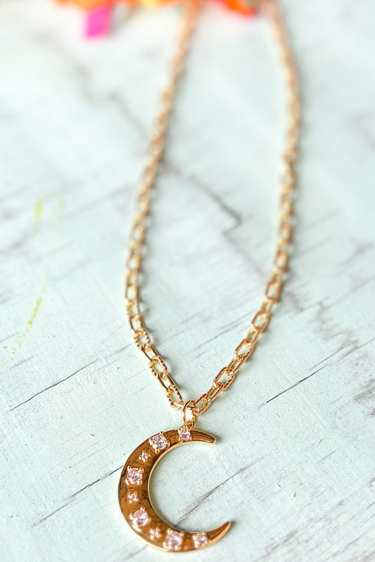 Gold Moon Chain Necklace