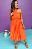 Orange Halter Cinched Waist Tiered Midi Dress, must have dress, must have style, weekend style, brunch style, spring fashion, elevated style, elevated style, mom style, shop style your senses by mallory fitzsimmons, ssys by mallory fitzsimmons