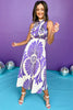 Purple Floral Printed High Neck Draped Sleeveless Maxi Dress, printed dress, must have dress, must have style, weekend style, brunch style, spring fashion, elevated style, elevated style, mom style, shop style your senses by mallory fitzsimmons, ssys by mallory fitzsimmons