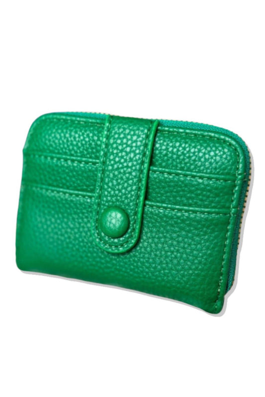 Green Faux Leather Small Zipper Wallet