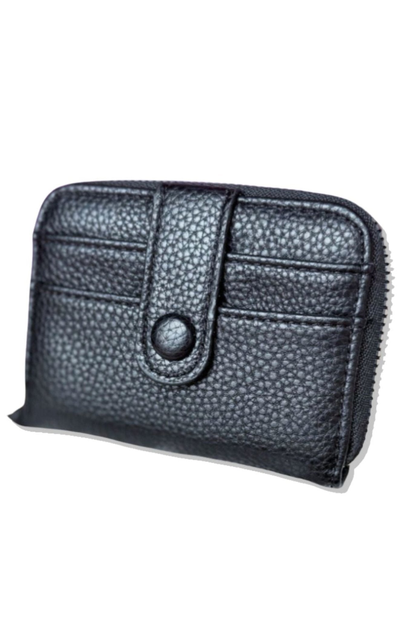 Black Faux Leather Small Zipper Wallet