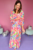 Pink V Neck Long Sleeve Smocked Cuff Waist Band Maxi Dress, multi dress, must have dress, must have style, weekend style, brunch style, spring fashion, elevated style, elevated style, mom style, shop style your senses by mallory fitzsimmons, ssys by mallory fitzsimmons  Edit alt text