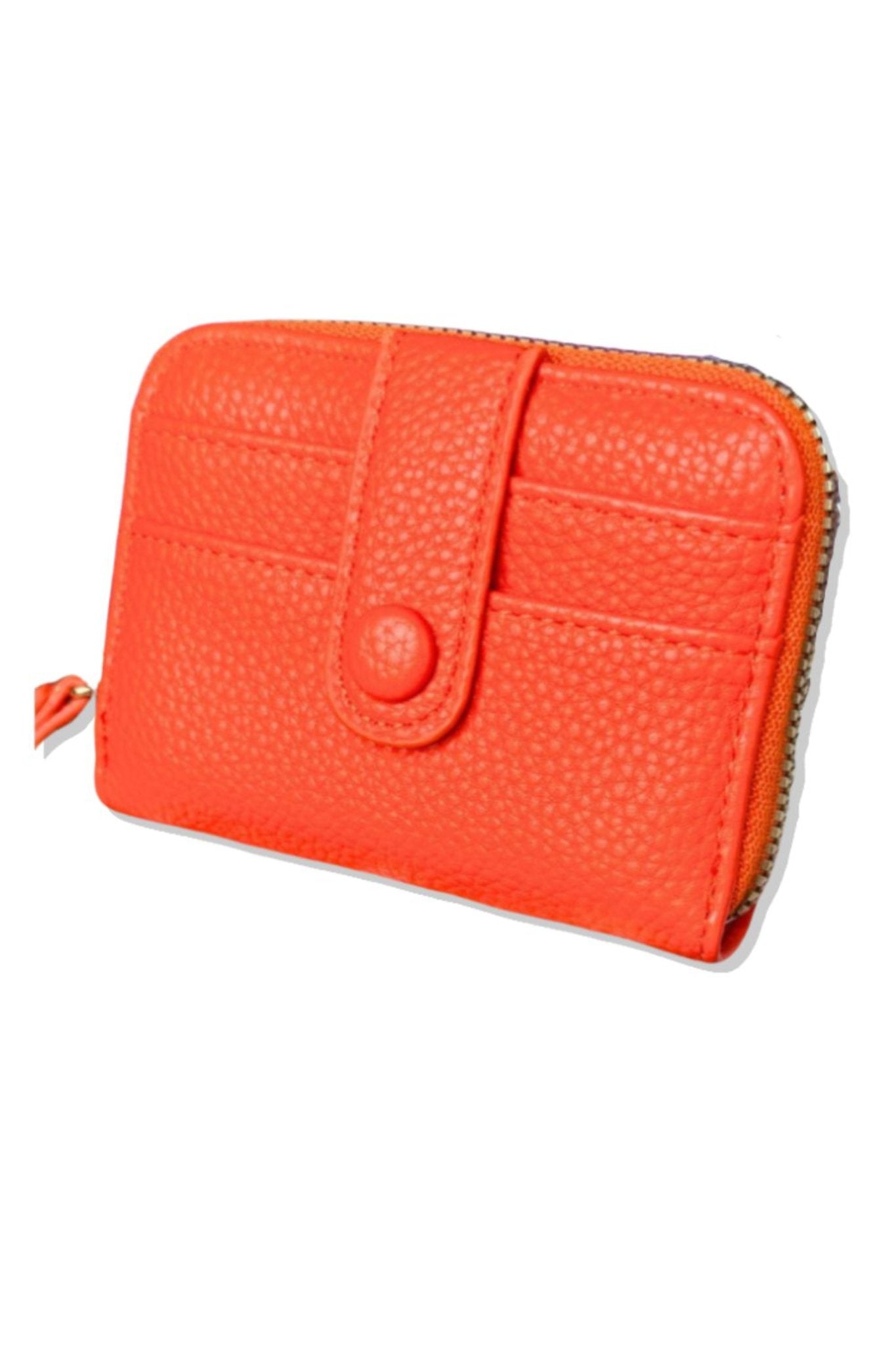 Orange Faux Leather Small Zipper Wallet