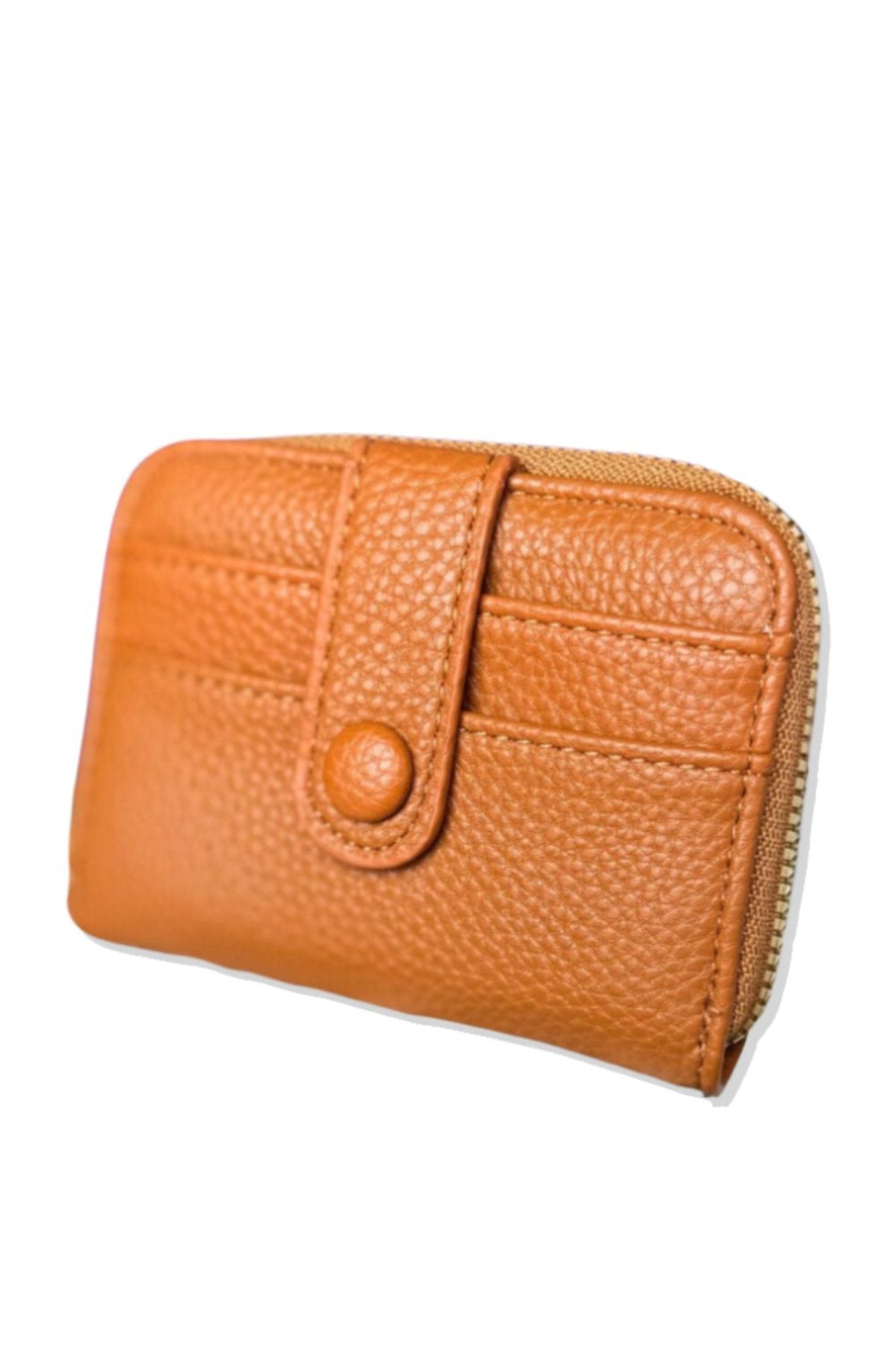 Tan Faux Leather Small Zipper Wallet