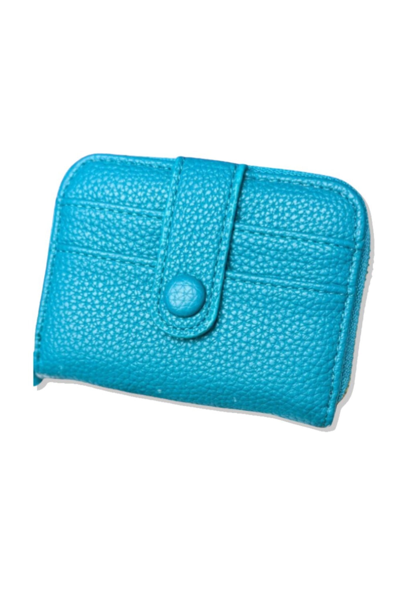 Teal Faux Leather Small Zipper Wallet