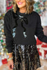 SSYS The Dorothy Sweatshirt In Black,  must have sweatshirt, must have style, must have holiday, glam holiday, glam sweater, mom style, holiday style, sequin style, elevated sweatshirt, elevated everyday, shop style your senses by mallory fitzsimmons