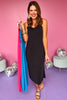 Black V Neck Thin Strap Side Slit Midi Dress *FINAL SALE*, must have dress, must have style, weekend style, brunch style, spring fashion, elevated style, elevated style, mom style, shop style your senses by mallory fitzsimmons, ssys by mallory fitzsimmons