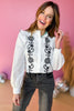 White Embroidered Ruffle Trim Top, Western top, western style, rodeo style, concert style, must have concert, must have style, elevated top, elevated style, spring style, must have spring top, mom style, shop style your senses by Mallory Fitzsimmons, says by Mallory Fitzsimmons