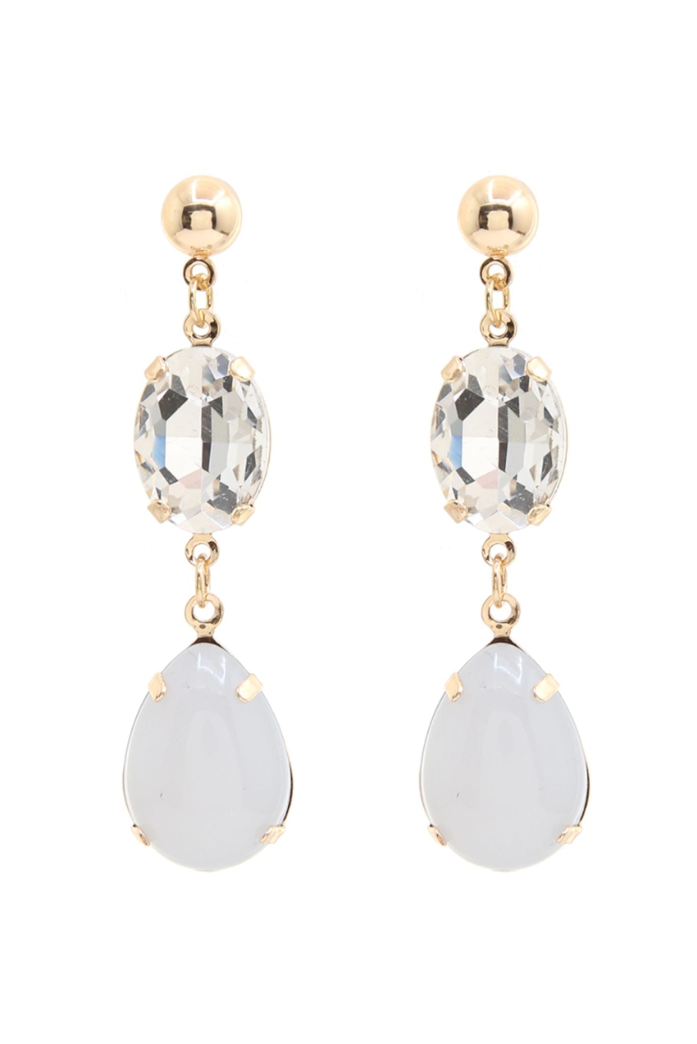 Crystal Dangle Teardrop Contrast Gemstone Earrings
