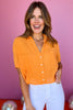  Orange Collared Button Down Short Sleeve Front Pocket Top, must have top, basic top, elevated basics, must have basic, elevated top, mom style, warm fashion, shop style your senses by mallory fitzsimmons, ssys by Mallory Fitzsimmons