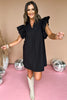  SSYS Black Ruffle Shoulder Poplin Dress - OUTLET *FINAL SALE* *Final Sale*, must have dress, elevated dress, must have style, ruffle style, must have poplin, elevated poplin dress, mom style, shop style your senses by mallory fitzsimmons