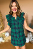 Green Plaid Button Front Ruffle Detail Dress, must have dress, must have style, fall style, fall fashion, elevated style, elevated dress, mom style, fall collection, fall dress, shop style your senses by mallory fitzsimmons