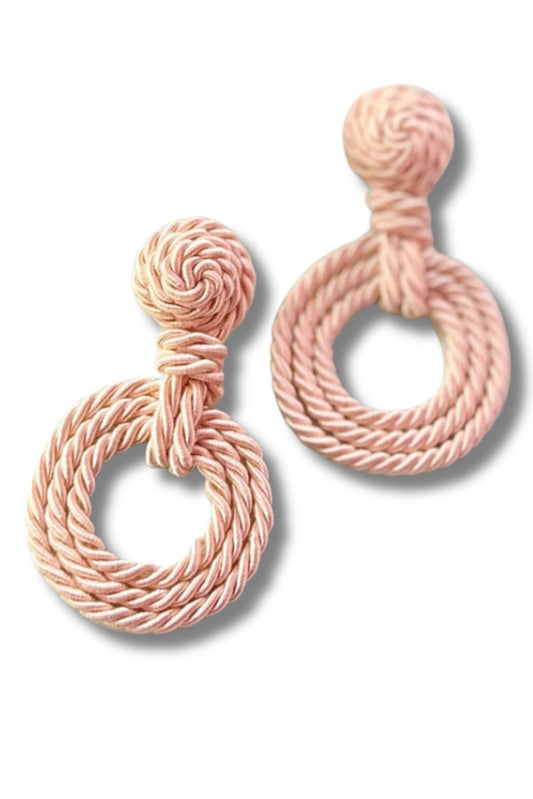 Ivory Rope Rounded Earrings