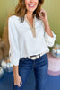 SSYS The Rose Faux Leather Trim Top In Ivory, SSYS the label, must have top, must have style, fall style, fall fashion, elevated style, elevated top, mom style, fall collection, fall top, shop style your senses by mallory fitzsimmons
