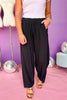  Black Pleated Elastic Waist Mid Rise Wide Leg Pants, must have pants, must have style, elevated pants, elevated pants, comfortable style, mom style, casual style, shop style your senses by Mallory Fitzsimmons, says by Mallory Fitzsimmons