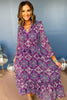 Purple Abstract Printed Tie Waist Flutter Long Sleeve Midi Dress, must have dress, must have print, elevated style, mom style, fall style, fall dress, fall must have, shop style your senses by mallory fitzsimmons