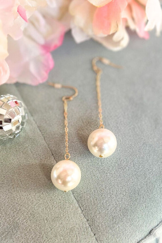 Gold Drop 18MM Pearl Ball Earring, accessory, earrings, must have earrings, pearl earrings, shop style your senses by mallory fitzsimmons