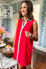 SSYS The Penelope Colorblock Collared Sleeveless Dress In Red, ssys the label, ssys dress, must have dress, elevated dress, mom style, summer style, Fourth of July collection, ssys by mallory fitzsimmons