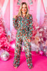 SSYS The Millie Long Sleeve Pants Pajamas Set In Poinsettia Cheers