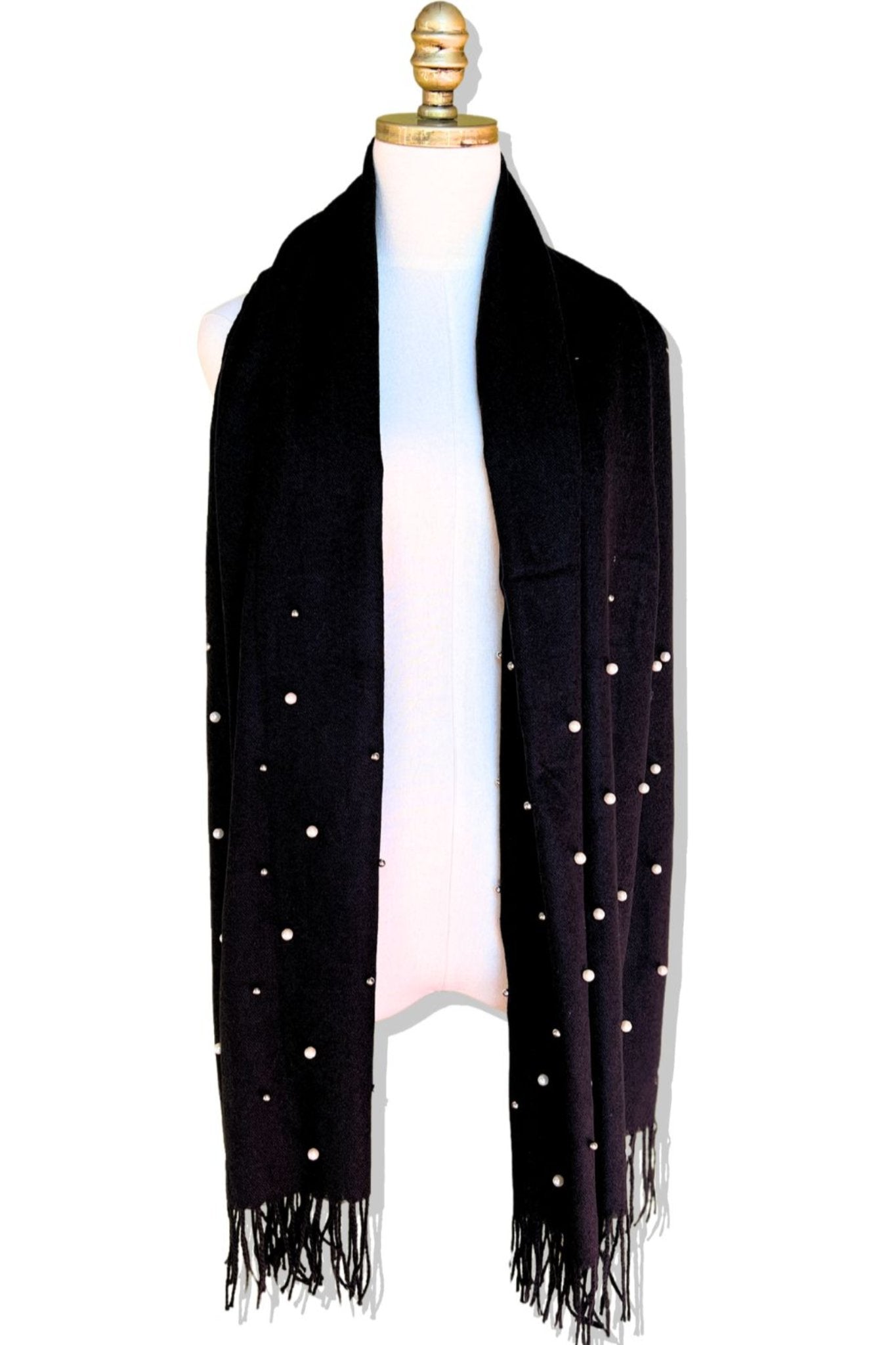 Black Pearl Embellished Scarf