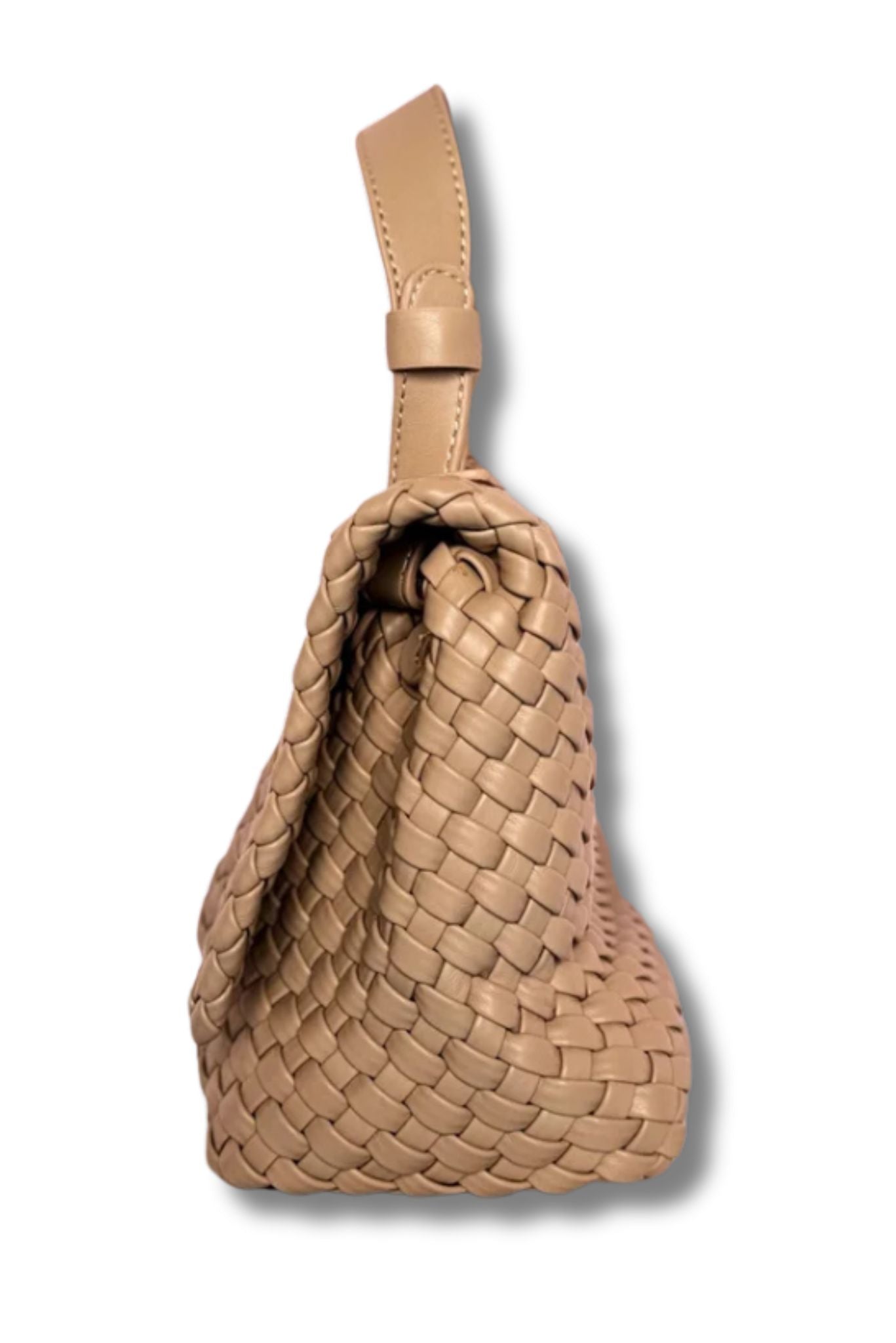 Beige Basket Weave Handle Purse