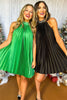 Green Embellished High Neck Sleeveless Pleated Dress, must have dress, must have style, elevated dress, elevated style, holiday style, holiday fashion, elevated holiday, holiday collection, affordable fashion, mom style, shop style your senses by mallory fitzsimmons