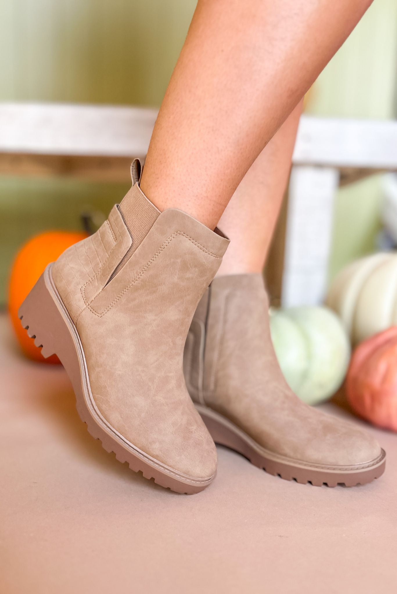 Brown Micro Suede Pull On Lug Sole Bootie, must have bootie, must have shoe, fall bootie, elevated bootie, shop style your senses by mallory fitzsimmons