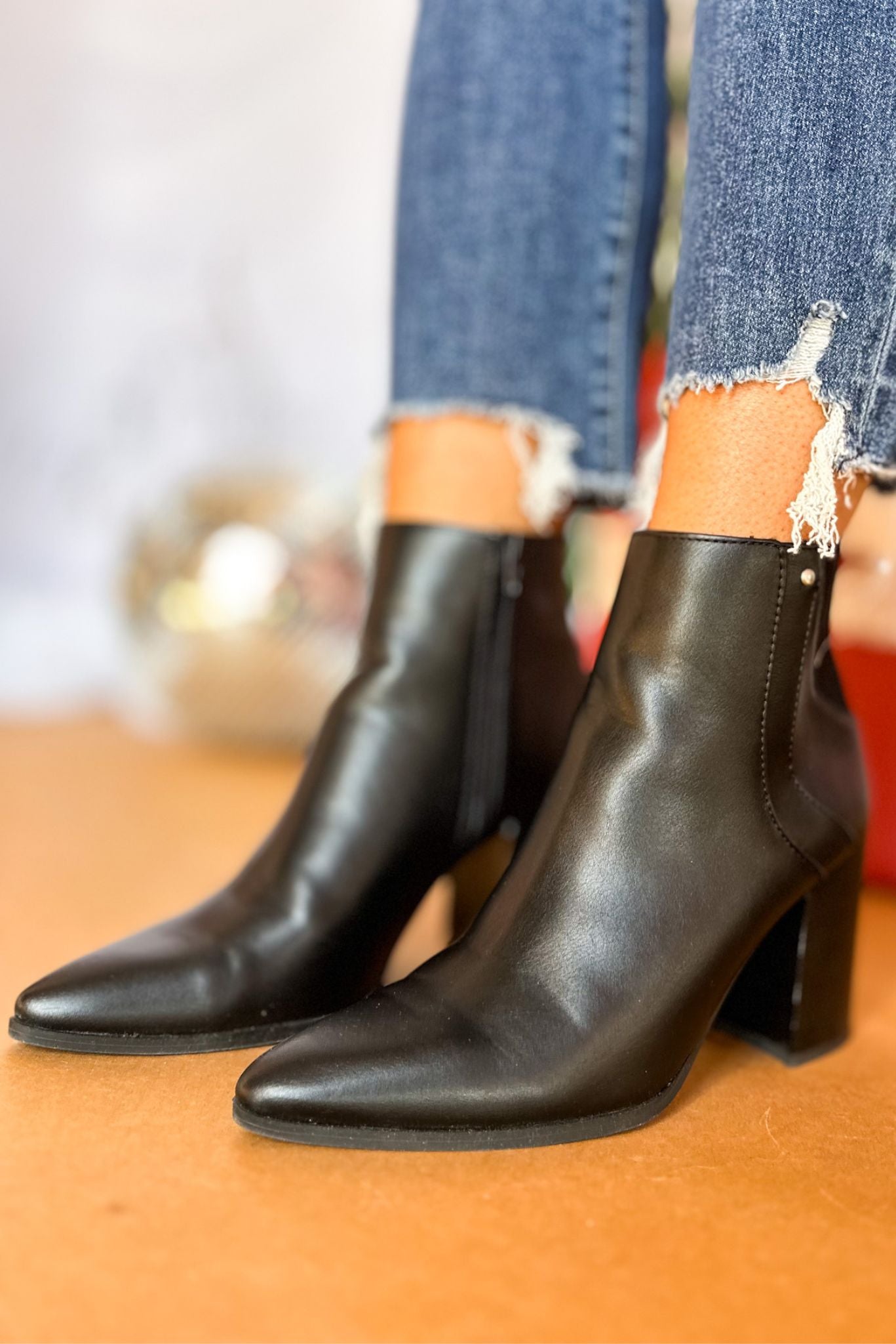 Black Pull On Pointed Toe Block Heel Bootie, must have bootie, must have shoe, elevated shoe, elevated bootie, must have style, shop style your senses by mallory fitzsimmons