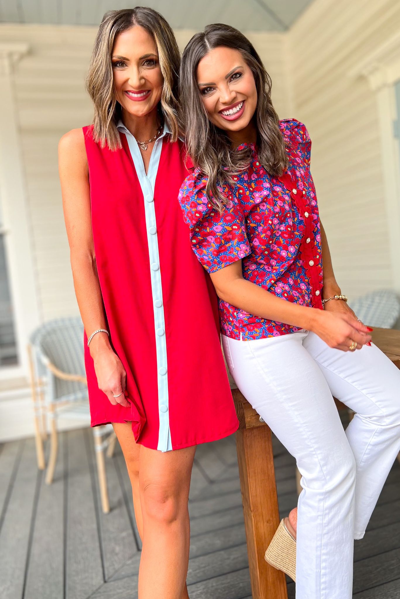 SSYS The Penelope Colorblock Collared Sleeveless Dress In Red, ssys the label, ssys dress, must have dress, elevated dress, mom style, summer style, Fourth of July collection, ssys by mallory fitzsimmons