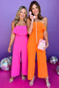Pink Strapless Wide Cape Jumpsuit