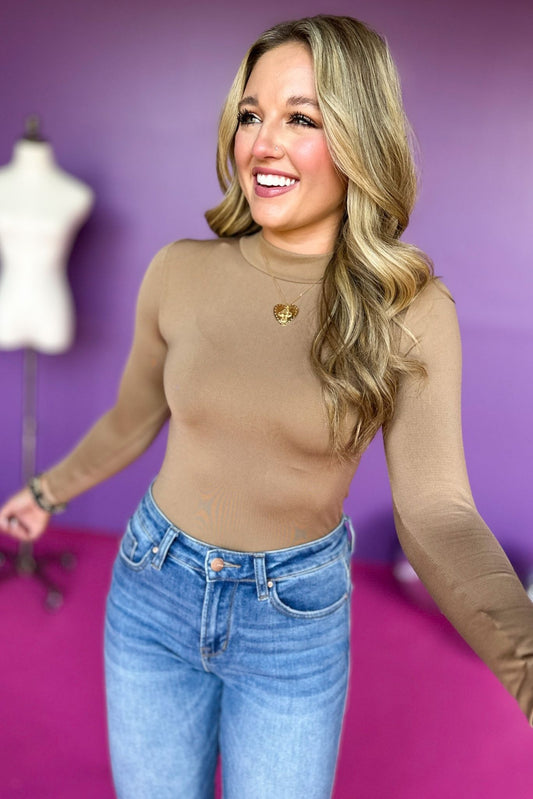 Brown Turtleneck Long Sleeve Top, must have basic, elevated basic, must have top, must have style, must have fall, fall collection, fall fashion, elevated style, elevated top, mom style, fall style, shop style your senses by mallory fitzsimmons