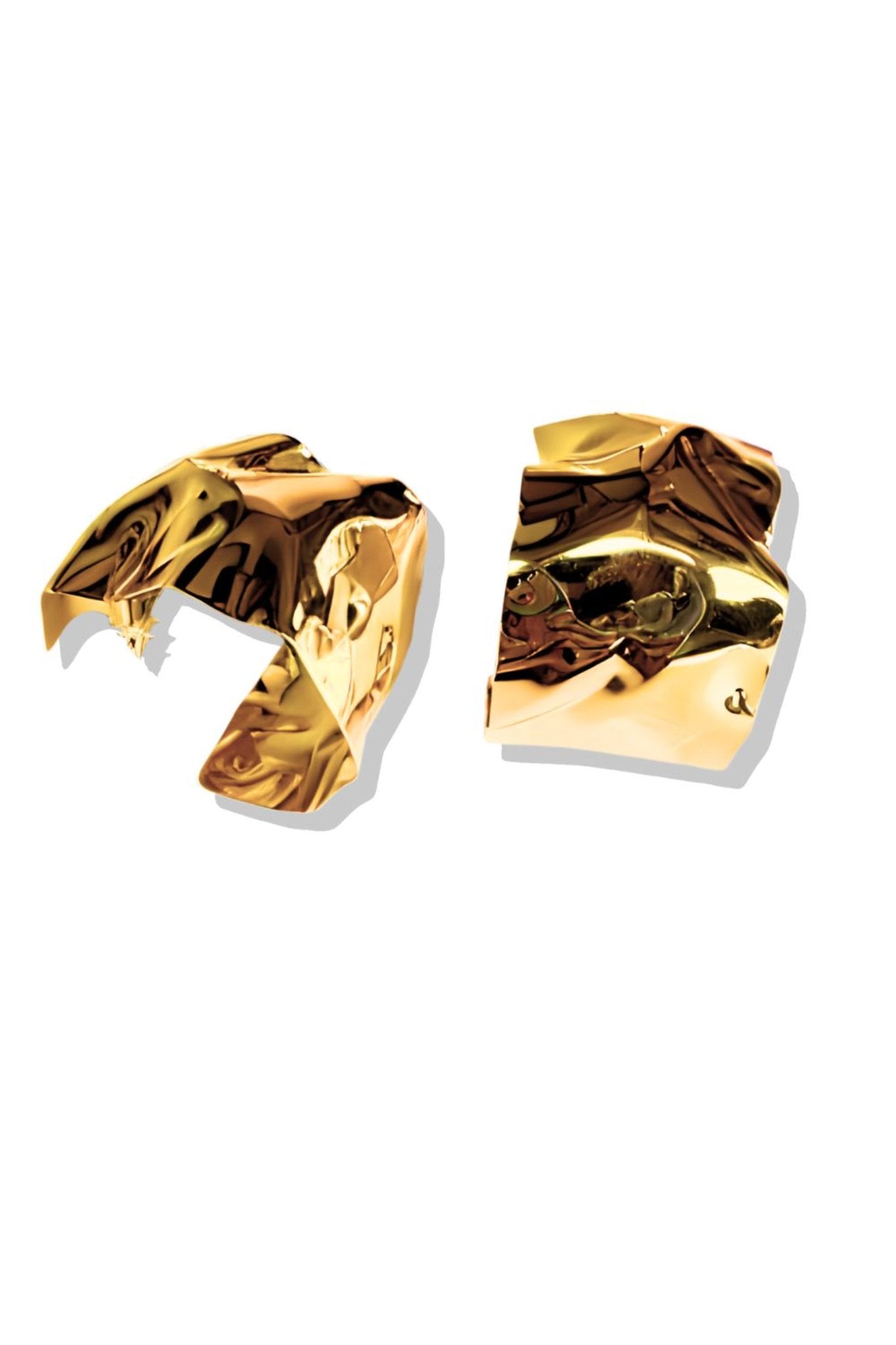 Gold Hammered Cuff Earrings