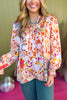 Pink Floral Printed Satin Tie Neck Long Sleeve Top, printed top, mixed print top, must have top, must have style, brunch style, summer style, spring fashion, elevated style, elevated top, mom style, shop style your senses by mallory fitzsimmons, ssys by mallory fitzsimmons