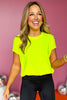 SSYS Neon Yellow Honeycomb Short Sleeve Active Top,  ssys the label, athleisure, elevated athleisure, must have top, athletic top, bright top, athletic style, mom style, shop style your senses by mallory fitzsimmons, ssys by mallory fitzsimmons