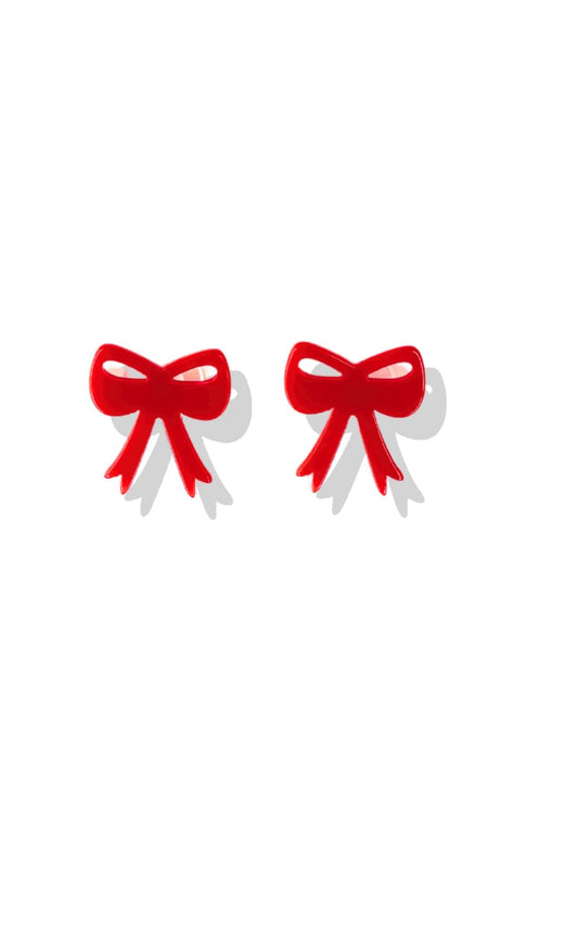 Red Mini Bow Post Earrings