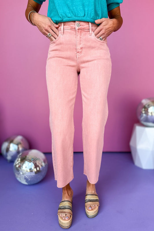 Vervet Pink High Rise Crop Raw Hem Wide Leg Jeans,  must have jeans, must have style, must have denim, spring fashion, spring style, street style, mom style, elevated comfortable, elevated style, shop style your senses by mallory fitzsimmons