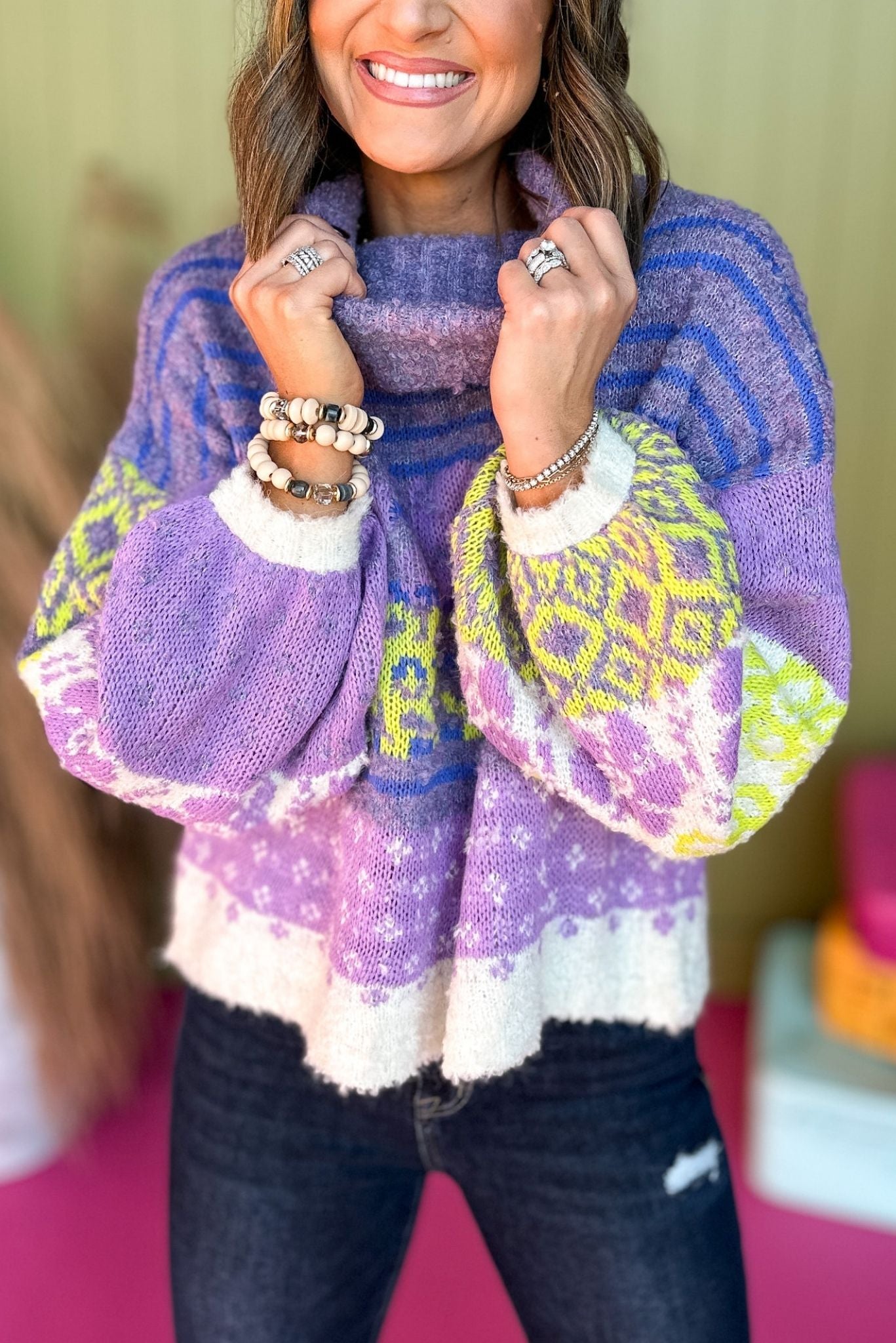 Purple Floral Printed Turtle Neck Fuzzy Sweater, must have sweater, must have style, must have fall, fall collection, fall fashion, elevated style, elevated sweater, mom style, fall style, shop style your senses by mallory fitzsimmons