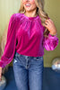 Magenta Velvet Long Peasant Sleeve Top *FINAL SALE* *Final Sale*, must have top, must have style, must have velvet, fall collection, fall fashion, elevated style, elevated top, mom style, fall style, shop style your senses by mallory fitzsimmons
