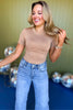 Tan Short Sleeve Smooth Crewneck Bodysuit, must have bodysuit, must have basic, elevated basic, elevated bodysuit, mom style, everyday basic, everyday style, shop style your senses by mallory fitzsimmons