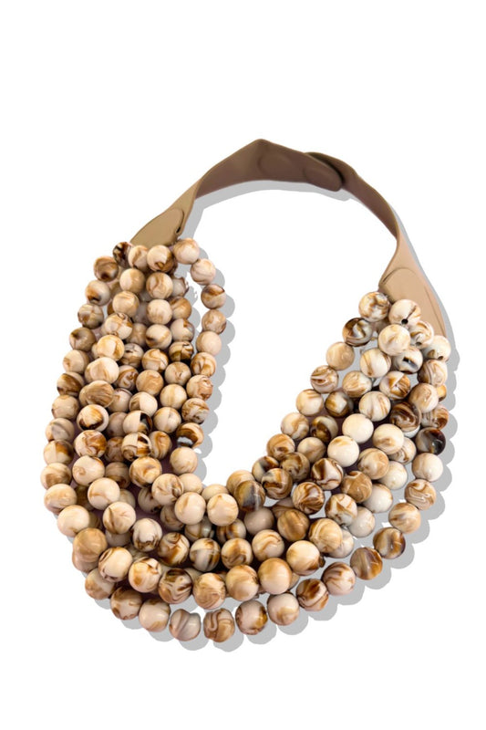 Ivory Acrylic Beaded Multi Layer Magnetic Necklace