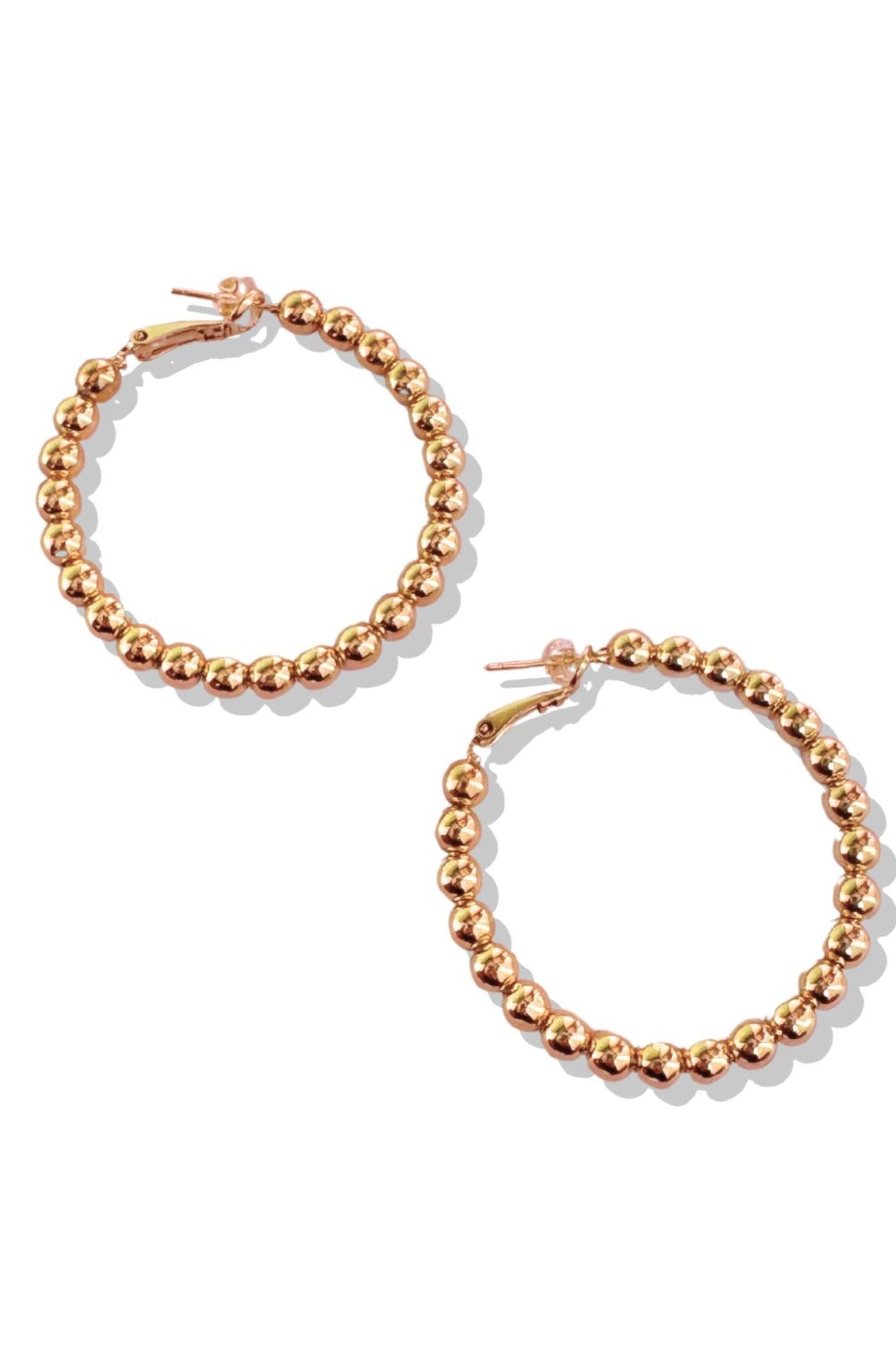 Gold Dipped Metal Ball Beaded Hoop Earrings