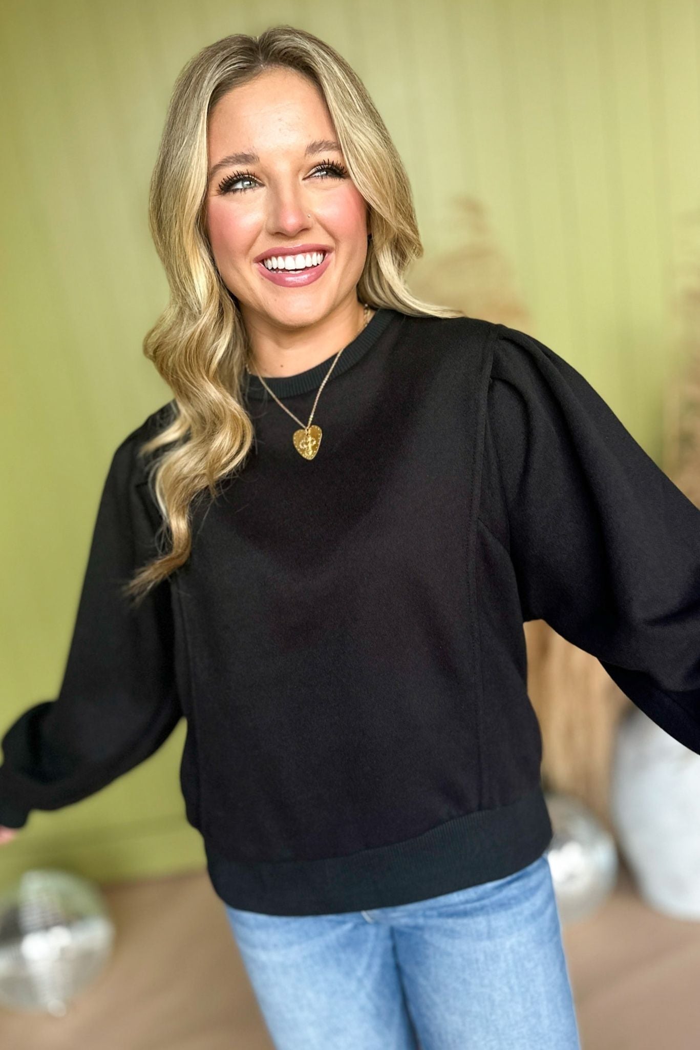 Black Brushed French Terry Pullover, must have pullover, must have style, comfy style, fall style, fall fashion, affordable fashion, elevated pullover, elevated style, mom style, must have basic, elevated basic, shop style your senses by mallory fitzsimmons