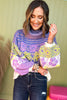 Purple Floral Printed Turtle Neck Fuzzy Sweater, must have sweater, must have style, must have fall, fall collection, fall fashion, elevated style, elevated sweater, mom style, fall style, shop style your senses by mallory fitzsimmons