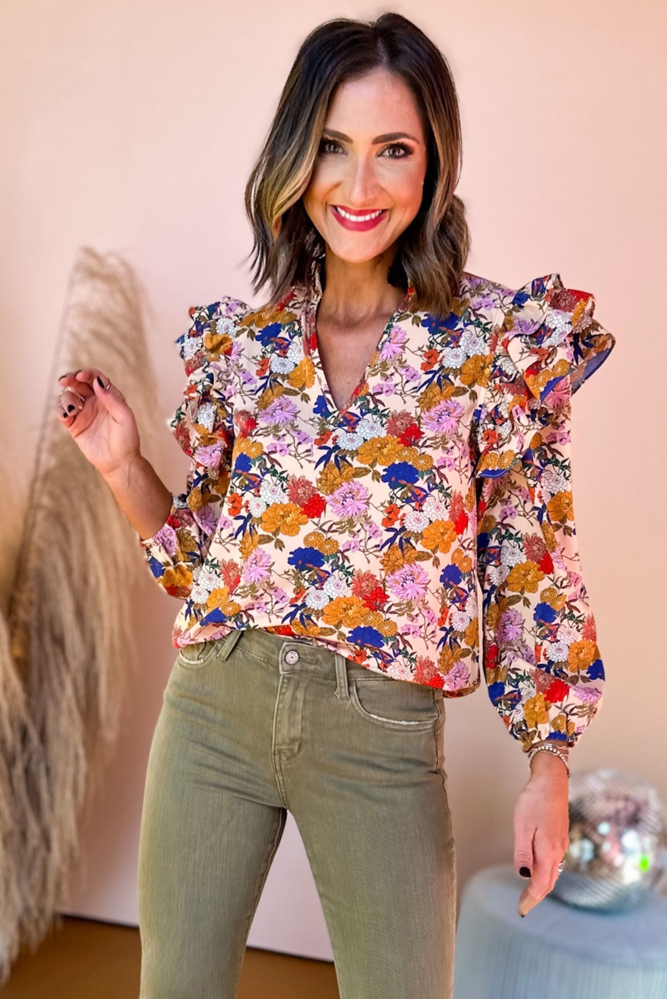 SSYS The Julia Top In Vintage Floral, SSYS the label, custom design, must have top, must have style, must have fall, fall collection, fall fashion, elevated style, elevated top, mom style, fall style, shop style your senses by mallory fitzsimmons